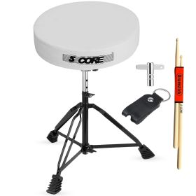 5 CORE Drum Throne Padded Guitar Stool Height Adjustable Music Chair Seat Universal for Adults & Kids with Anti Slip Rubber Feet - DS BLKCH WH