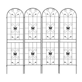 4 Pack Metal Garden Trellis 86.7" x 19.7" Rustproof Trellis for Climbing Plants Outdoor Flower Support Black