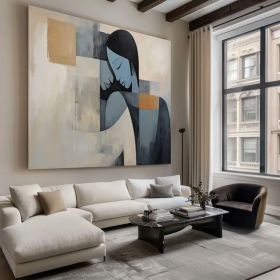 Picasso Cubist art Cubism Female Abstract Faceless Portrait Painting Modern wall art Original Figure wall art Lovers' decor Frame wall art