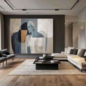Cubism Female Abstract Faceless Portrait Painting Modern wall art Original Lovers Wall Art Picasso Cubist art Lovers' decor Frame wall art