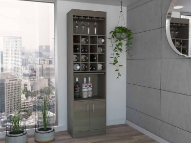 Smokey Oak 16-Bottle 1-Shelf Bar Cabinet