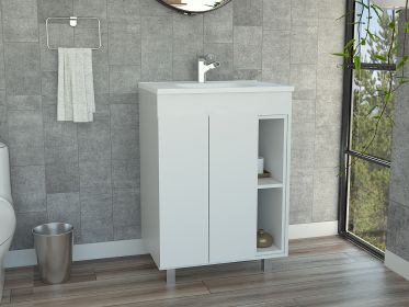 White 2-Shelf Rectangle Freestanding Vanity Cabinet