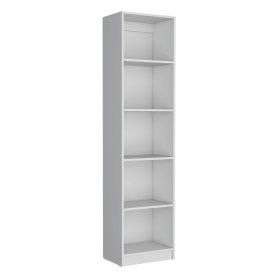 Home Xs Bookcase with 5-Tier Shelves and Slim Design -White -Office