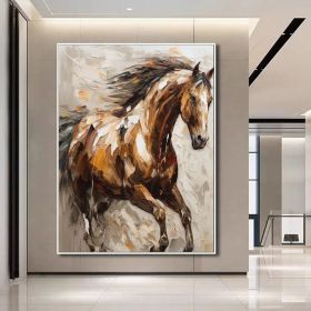 Large Abstract Horse Oil Painting on Canvas 100% Hand Painted Running Horses Art Original Animal Painting,Brown Horse Living Room Home Decor