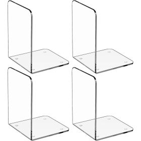 4/6pcs Clear Bookends Acrylic Book Ends For Shelves Heavy Duty Bookends Plastic Bookends For Home Office LibraryBook Stopper