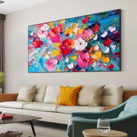 Original Blooming Floral Oil Painting on Canvas Large Abstract Colorful Flower Painting Modern Textured Wall Art  Living Room Wall Decor