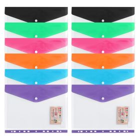 A4 Size Clear Plastic Waterproof Perforated Pockets with Button Closure for 11 Holes Files Binder Envelopes Folders Organizer